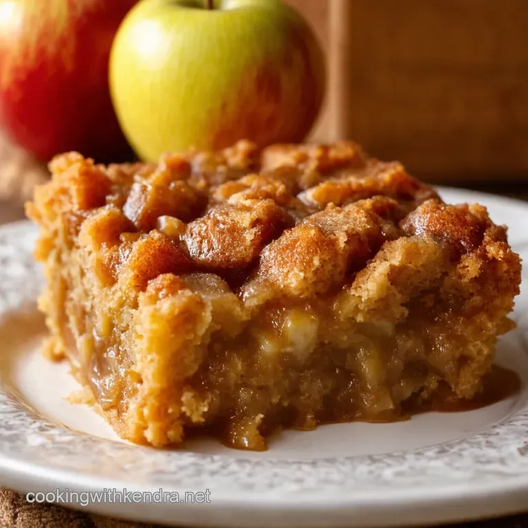Warm Caramel Apple Dream Cake with Crumble Crust presentation