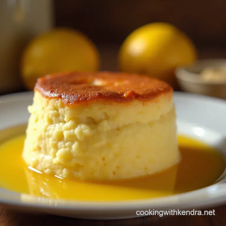 The Sunshine Souffl&eacute; Foolproof Warm Lemon Pudding Cake with Tangy Sauce presentation