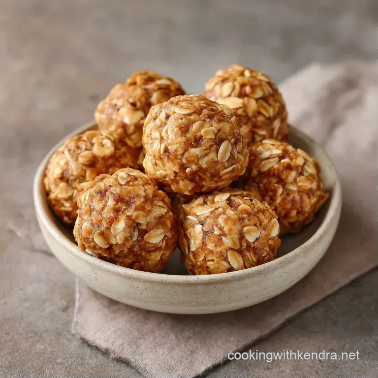 Small, round oat balls stacked in a minimalist white ceramic bowl with a scattering of raw almonds and honey.