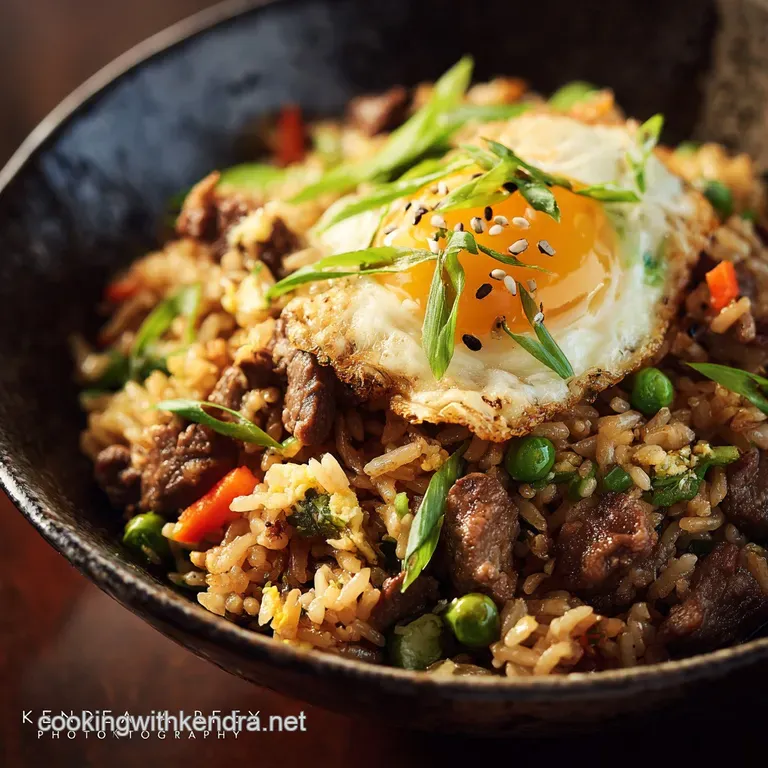 Beef Fried Rice: Wok-Seared Tender Beef and Ultimate Umami Flavour presentation
