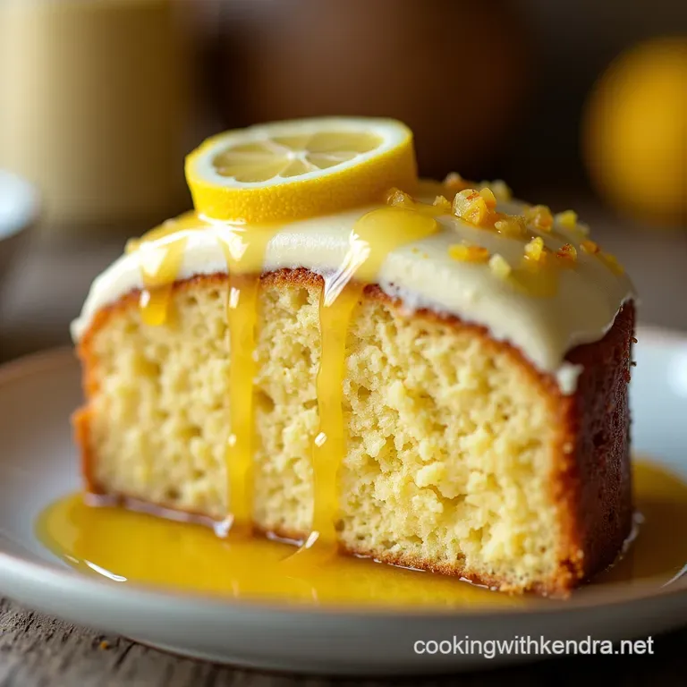 Sunshine Zest Lemon Cloud Cake with Limoncello Glaze presentation