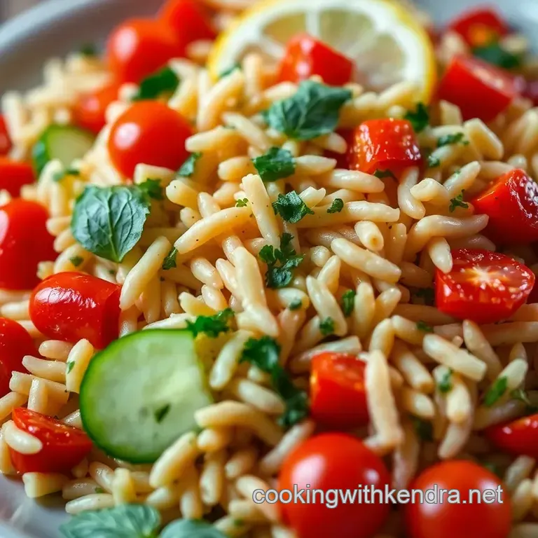 Zesty Lemon Herb Whole Wheat Orzo Salad presentation