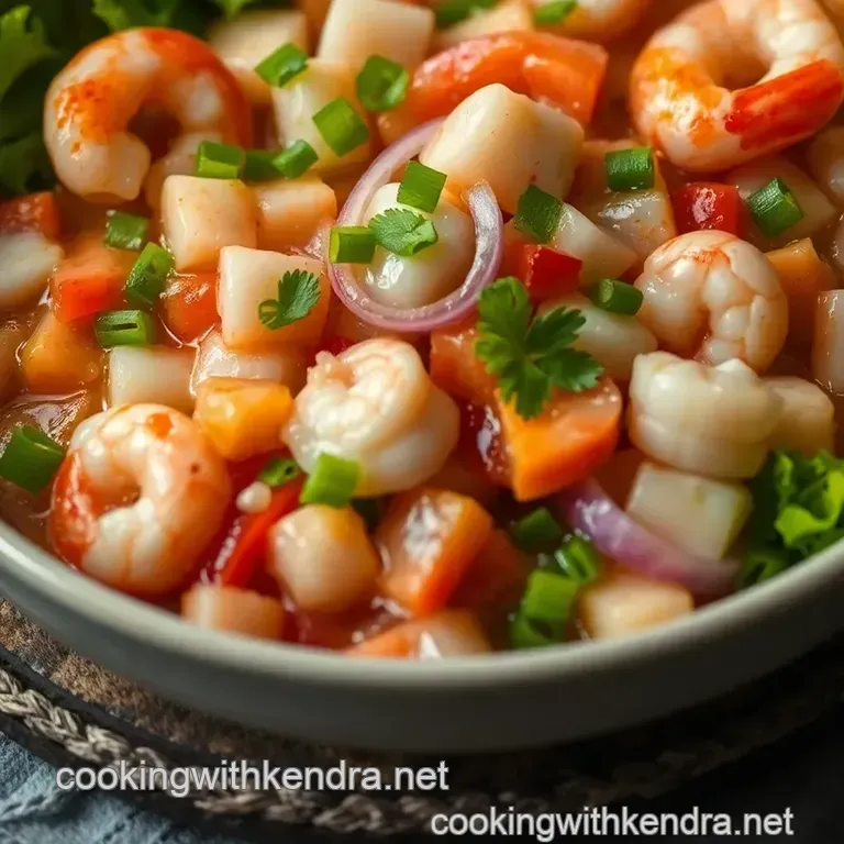 Zesty Mexican Seafood Ceviche in Limes and Cilantro presentation