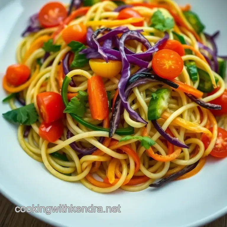 Zesty Raw Vegan Rainbow Noodle Salad presentation