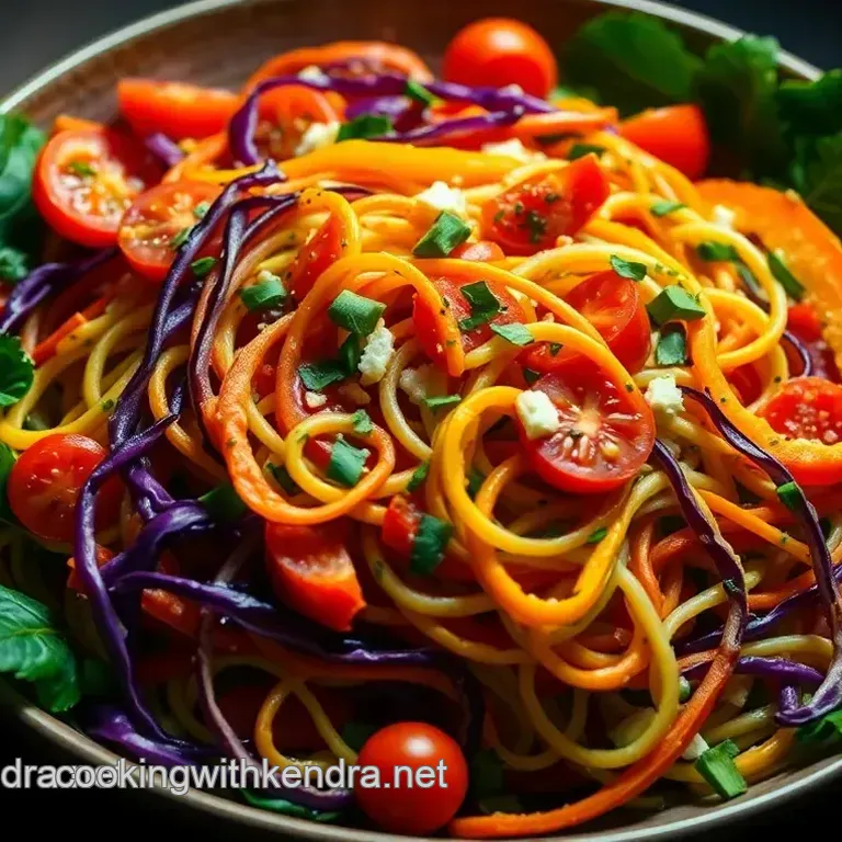 Zesty Raw Vegan Rainbow Noodle Salad