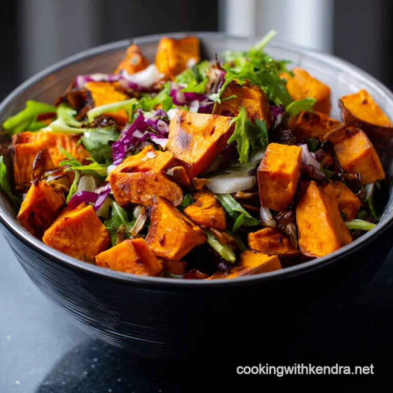 Zesty Roasted Sweet Potato Black Bean Fiesta Salad presentation