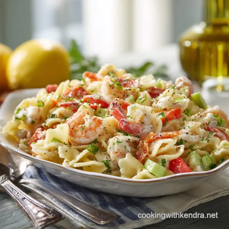 Seafood Pasta Salad: the Coastal Classic with Zesty Lemon-Herb Dressing presentation