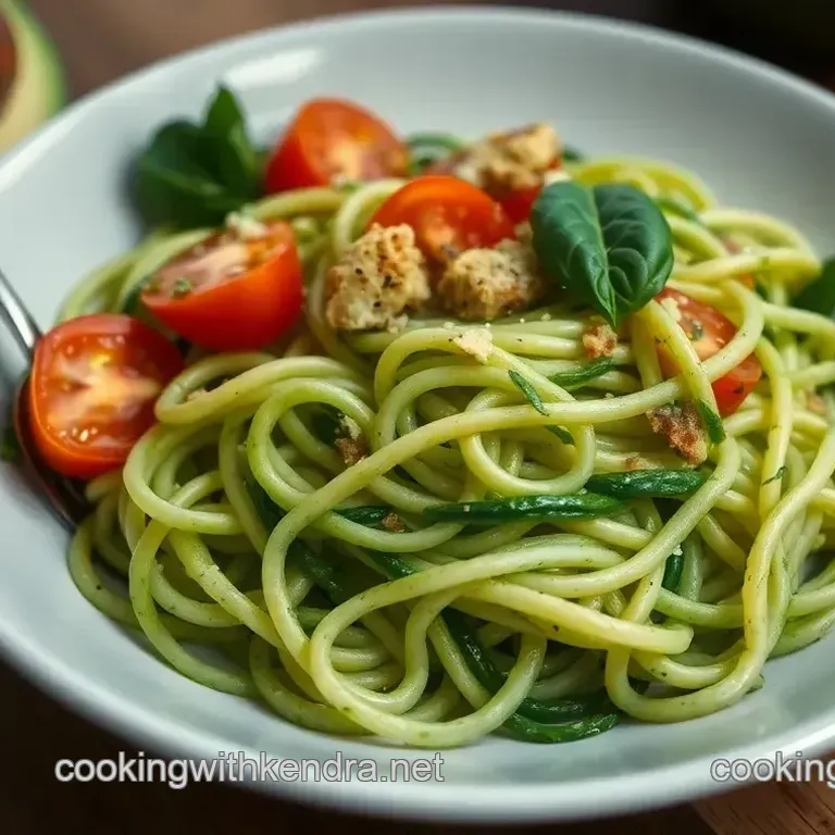 Easy Zesty Uncooked Vegan Zucchini Noodles with Avocado Pesto